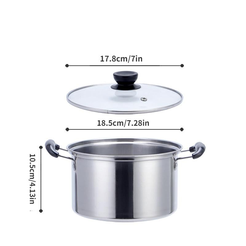 3 Layer Stainless Steel Saucepan Glass Cover Hot Pot Frying Pan