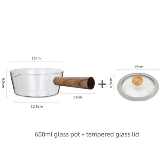 5oz Glass Pot With Wooden Handle Cooking