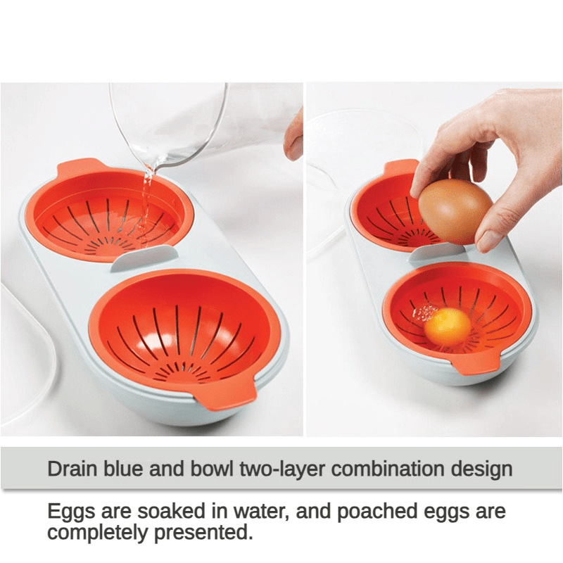 Microwave Egg Poacher 2 Eggs Silicone Non Stick Cooker Draining Egg Boiler