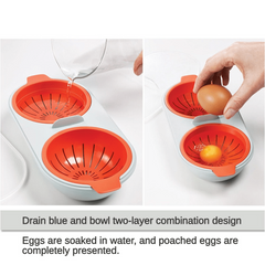Microwave Egg Poacher 2 Eggs Silicone Non Stick Cooker Draining Egg Boiler