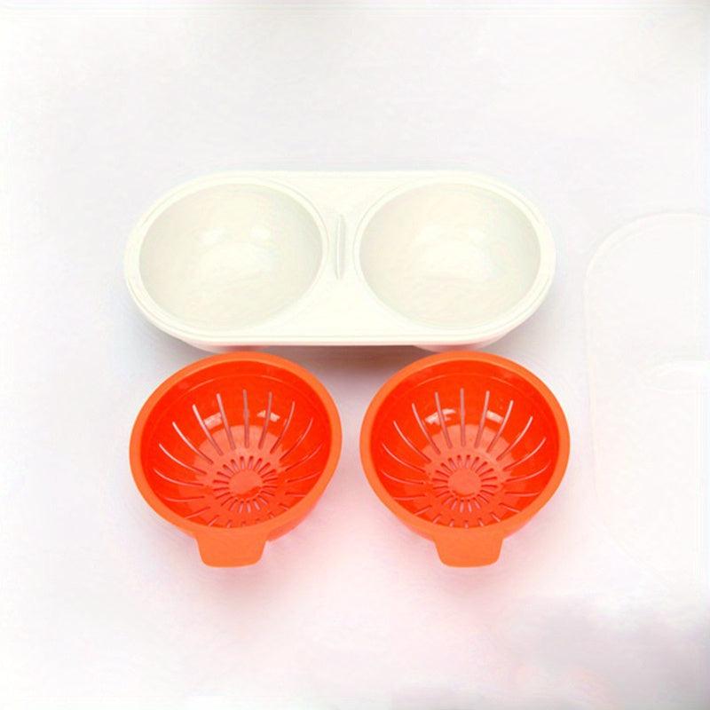 Microwave Egg Poacher 2 Eggs Silicone Non Stick Cooker Draining Egg Boiler