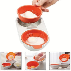Microwave Egg Poacher 2 Eggs Silicone Non Stick Cooker Draining Egg Boiler