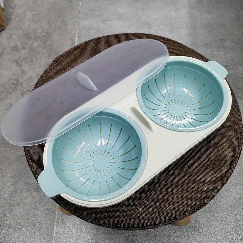 Microwave Egg Poacher 2 Eggs Silicone Non Stick Cooker Draining Egg Boiler