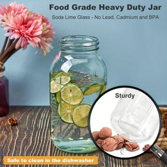 32 oz Mason Jar Pitcher Glass Jug w/ Pour Spout Handle Lid