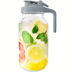 32 oz Mason Jar Pitcher Glass Jug w/ Pour Spout Handle Lid