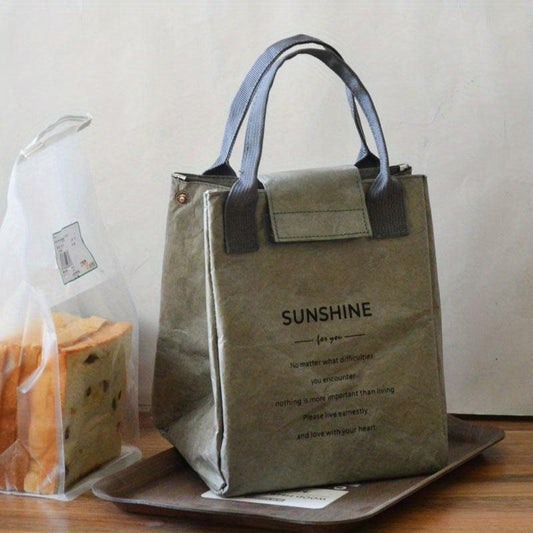 Waterproof Paper Bento Bag Insulated Lunch Box Handbag