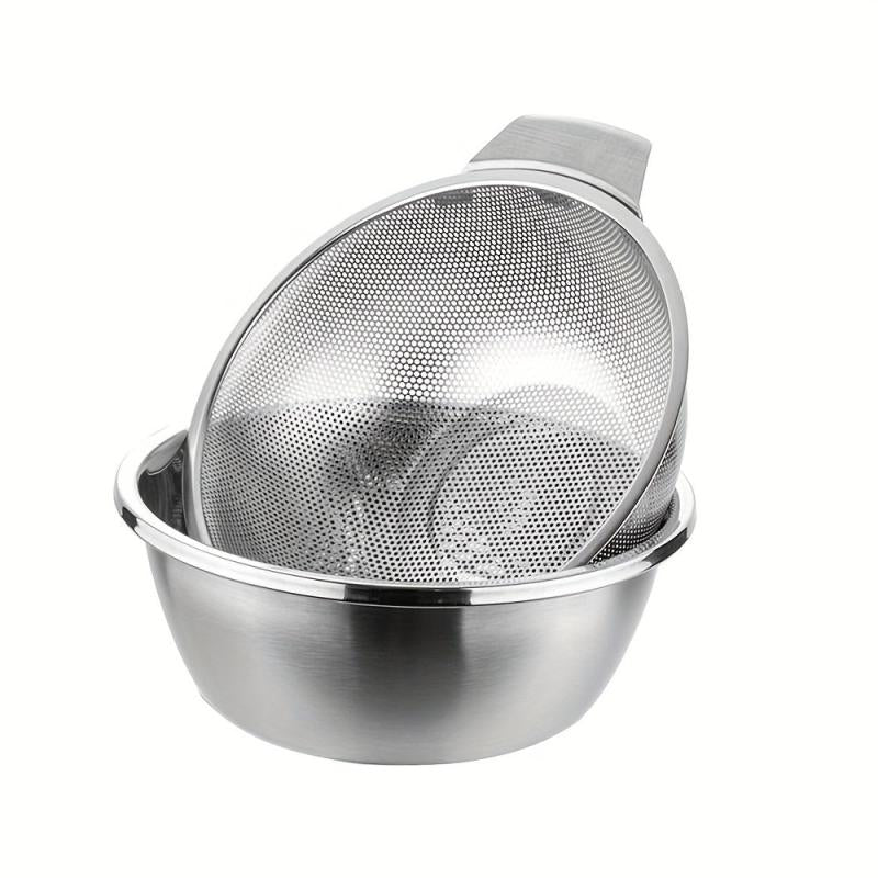 3pcs Stainless Steel Drain Basket with Double Handle
