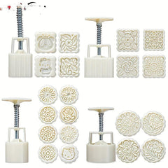 Moon Cake Mold 25-50g With 4-8 Stamp DIY Hand Press Cookie Stamps