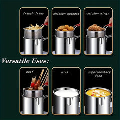 Japanese Tempura Frying Pot Stainless Steel with Strainer Basket