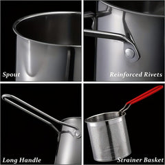 Japanese Tempura Frying Pot Stainless Steel with Strainer Basket