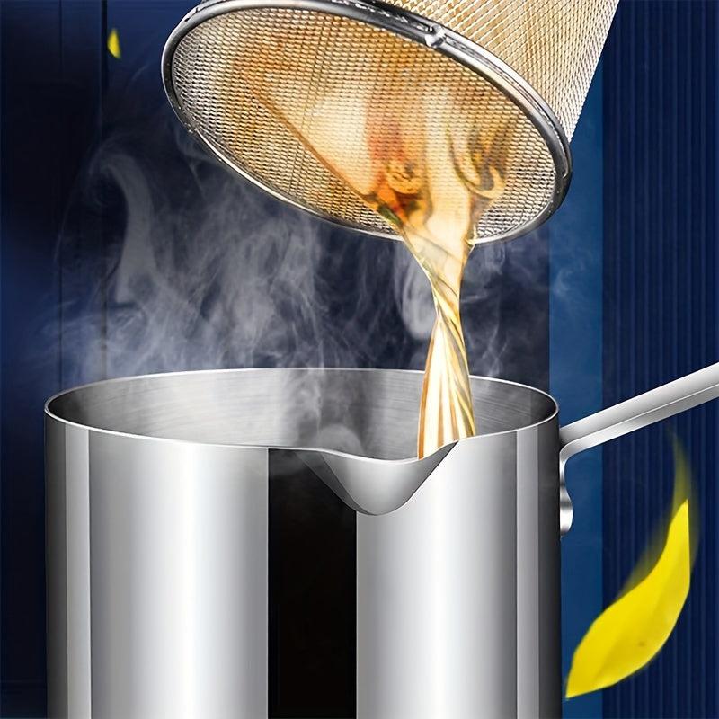 Japanese Tempura Frying Pot Stainless Steel with Strainer Basket