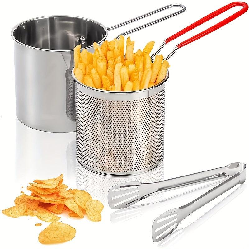 Japanese Tempura Frying Pot Stainless Steel with Strainer Basket