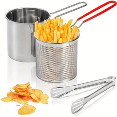 Japanese Tempura Frying Pot Stainless Steel with Strainer Basket