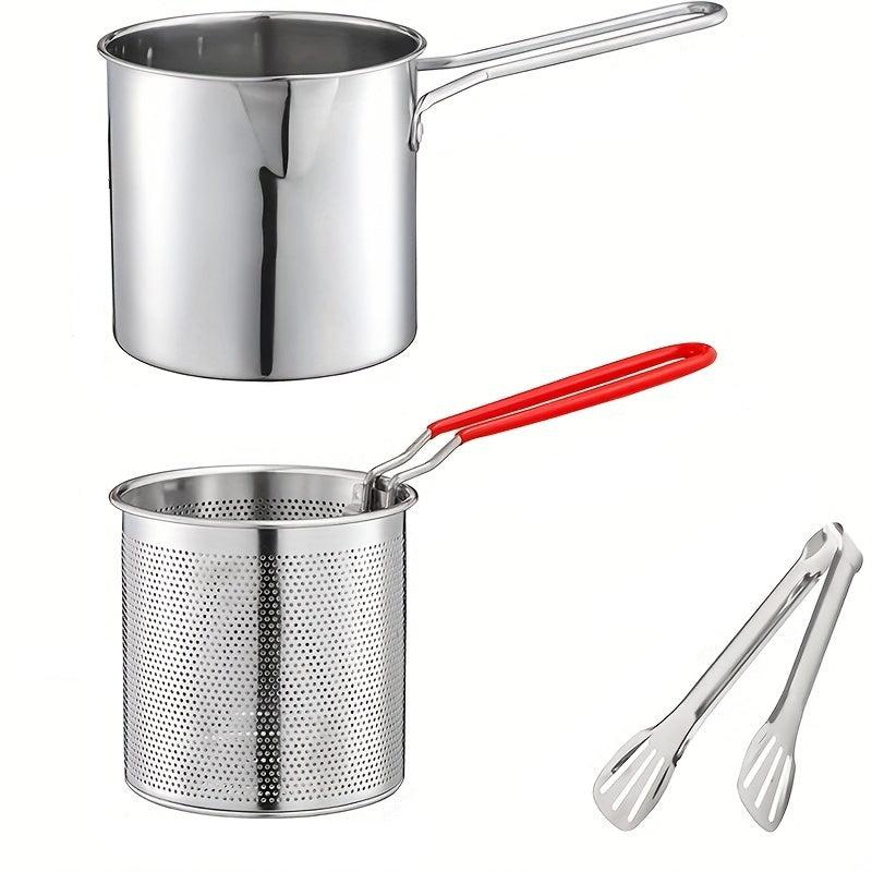 Japanese Tempura Frying Pot Stainless Steel with Strainer Basket