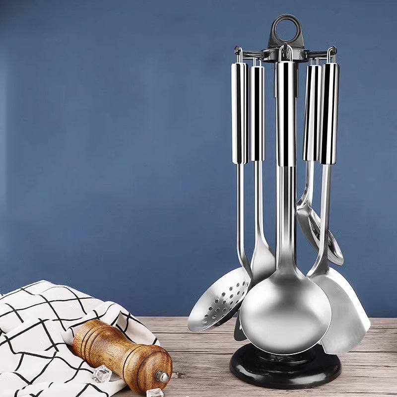 5pcs Stainless Steel Kitchen Utensil Set Spatula Spoon Frying Shovel Colander