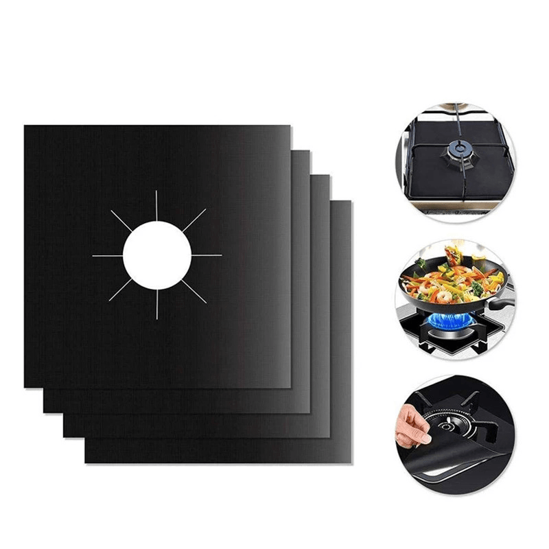 4pcs Teflon Gas Cooker Protection Pad - Washable Anti-fouling Pad