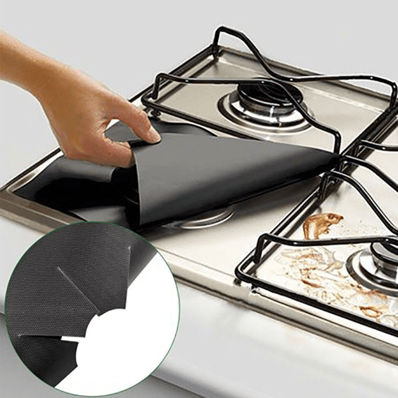 4pcs Teflon Gas Cooker Protection Pad - Washable Anti-fouling Pad