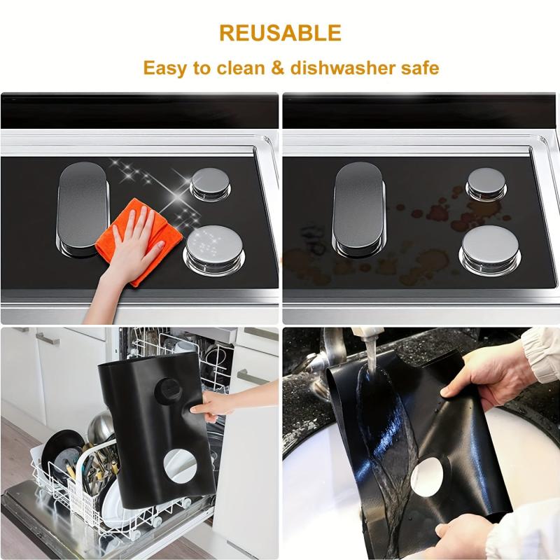 2pcs Gas Stove Mat Heat Resistant Gas Top Liner Oven Liners Mat Bib Liners