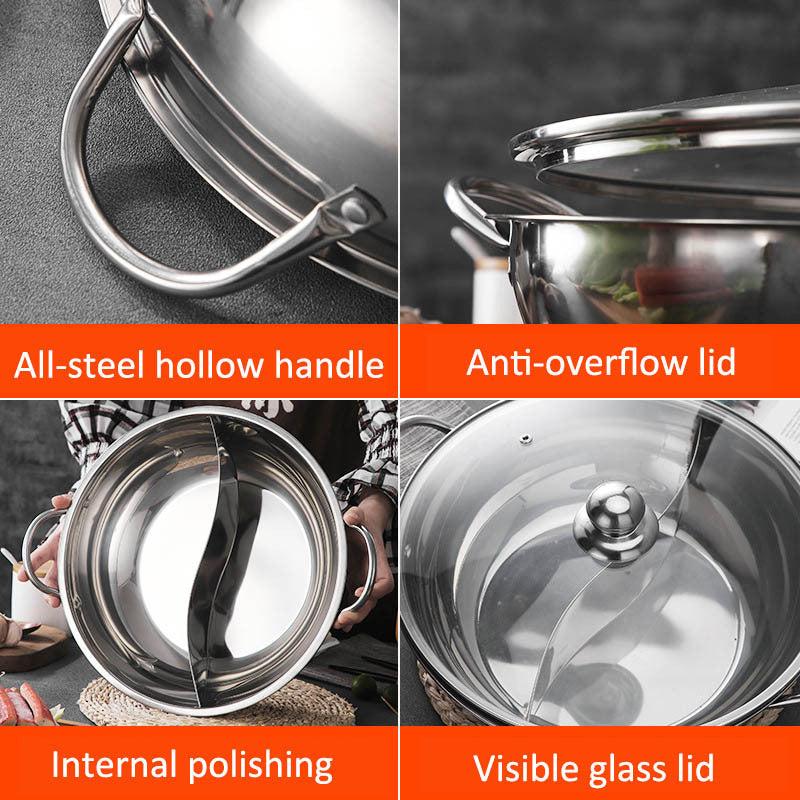 Sichuan Hot Pot Stainless Steel Cooking Pot For Gas Stovetop