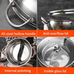Sichuan Hot Pot Stainless Steel Cooking Pot For Gas Stovetop