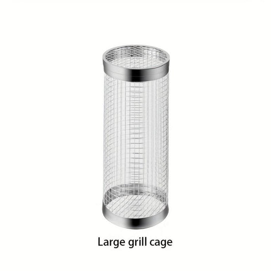 Stainless Steel Mesh Drum Grill Basket Non-stick Reusable Round