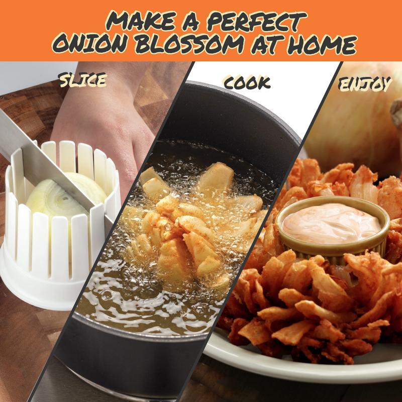 Home Onion Slicer Blossom Maker w Core Cutter & Guide Durable