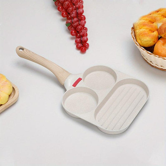 3 Holes Frying Pan Non Stick Cast Iron Skillet for Gas Stove Top