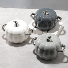 1pc Pumpkin Stockpot With Lid 18 01cm Ceramic Pumpkin Cooking Pot