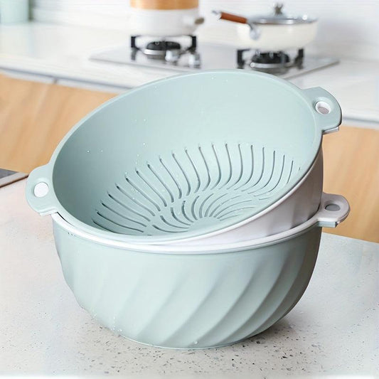 Double Layer Fruit Vegetable Washing Bowl Rotational Sink Strainer Basket