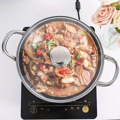 Thick Stainless Steel Soup Pot with Glass Lid Non-stick Frying Pan