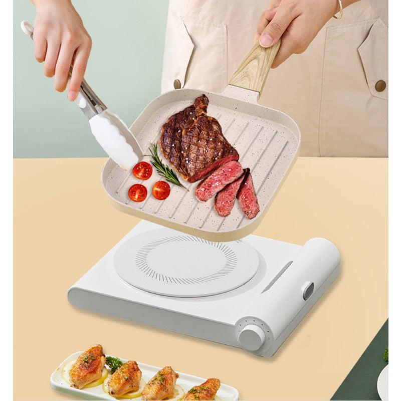 Striped Wooden Handle Steak Frying Pan Non Stick Skillet Egg Fry Pan