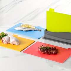 4pcs Flexible Plastic Cutting Board Mats Food Icons Non-slip Kitchen Supplies
