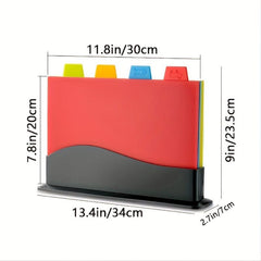 4pcs Flexible Plastic Cutting Board Mats Food Icons Non-slip Kitchen Supplies