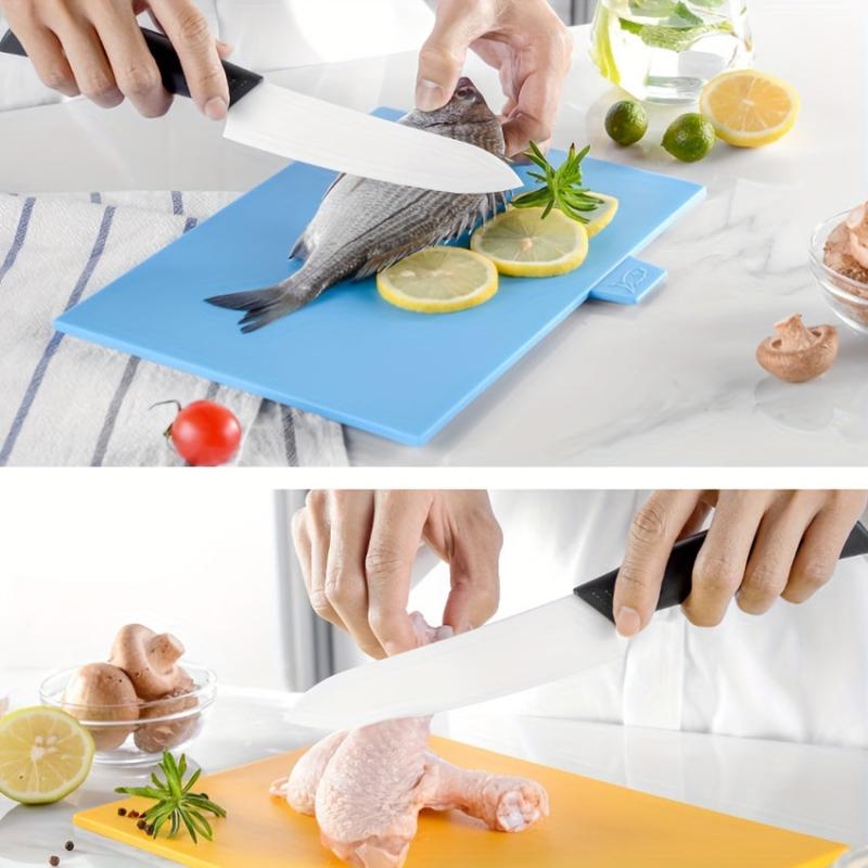 4pcs Flexible Plastic Cutting Board Mats Food Icons Non-slip Kitchen Supplies