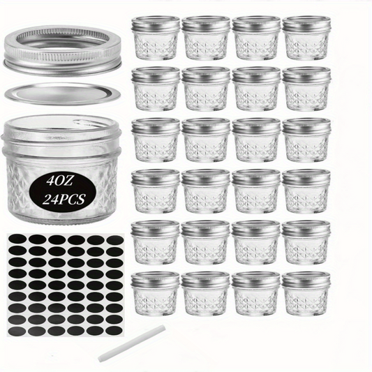 24pack 4oz Mason Jar Glass Storage Jar Airtight Lids