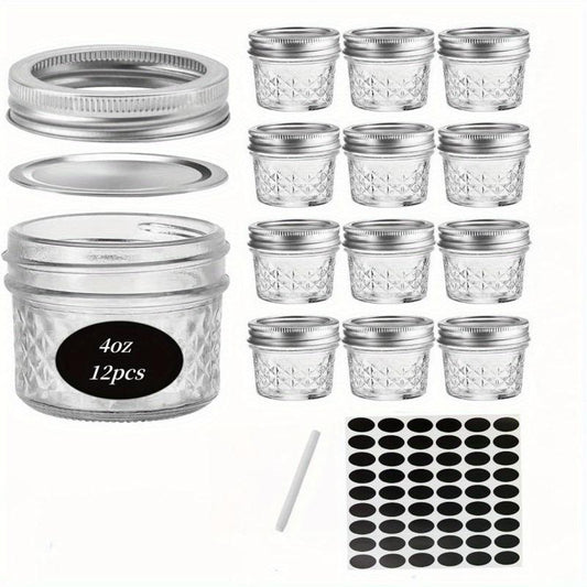 24pack 4oz Mason Jar Glass Storage Jar Airtight Lids