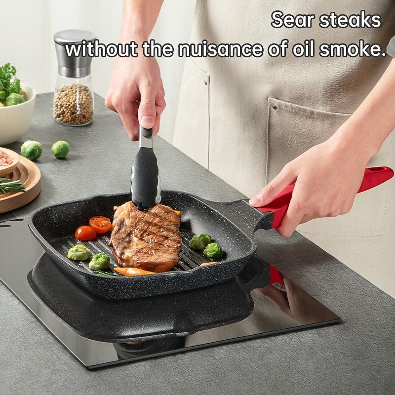 Square Grill Pan 9.45'' Pre-Seasoned Skillet for Grilling, Frying, Sauteing