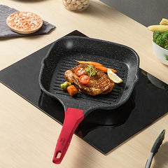 Square Grill Pan 9.45'' Pre-Seasoned Skillet for Grilling, Frying, Sauteing