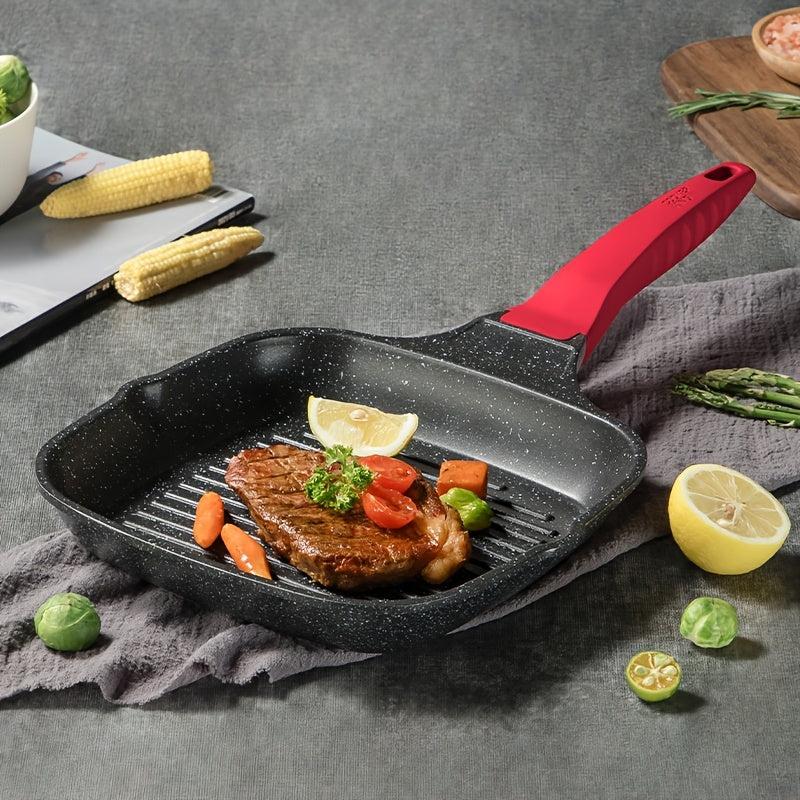 Square Grill Pan 9.45'' Pre-Seasoned Skillet for Grilling, Frying, Sauteing