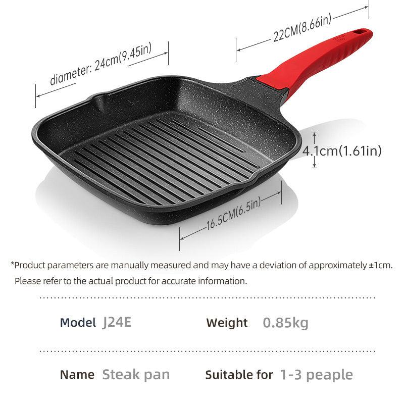 Square Grill Pan 9.45'' Pre-Seasoned Skillet for Grilling, Frying, Sauteing