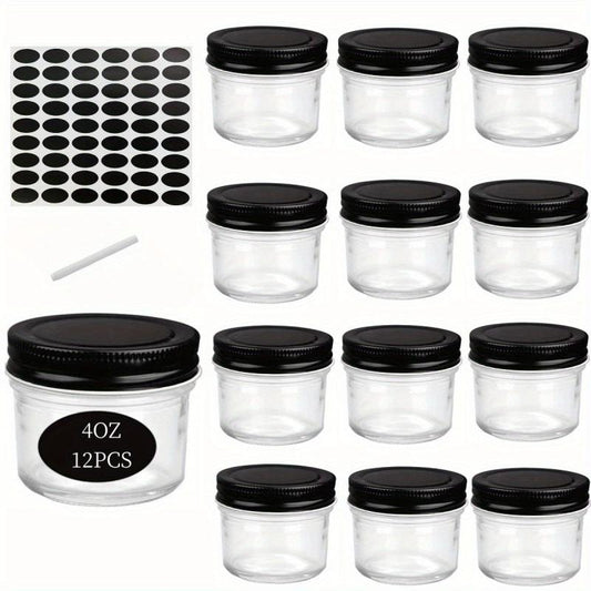 24 Pack Glass Jars With Airtight Lids - For Pickles, Pudding, Yogurt