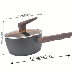 Non Stick Yukihira Pan w/ Wooden Handle Ideal for Soup Noodles & More