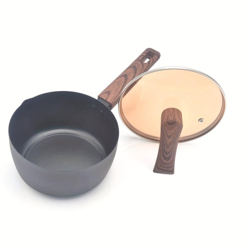 Non Stick Yukihira Pan w/ Wooden Handle Ideal for Soup Noodles & More