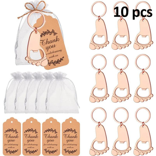 10pcs Footprint Keychain Bottle Opener Baby Shower Souvenirs