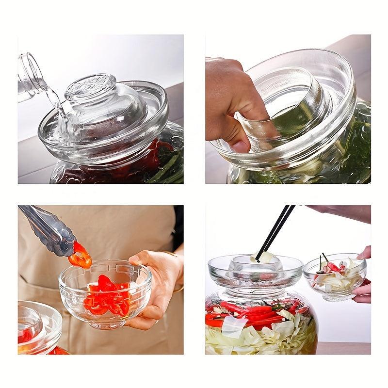 2500ml Glass Pickle Jar with Water Seal for Pickles Kimchi Sauerkraut