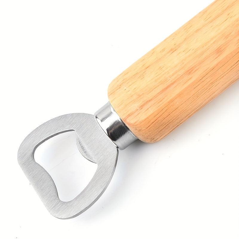 10pcs Wooden Handle Stainless Steel Bottle Opener for Bar Pub Restaurant