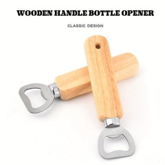 10pcs Wooden Handle Stainless Steel Bottle Opener for Bar Pub Restaurant