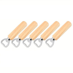 10pcs Wooden Handle Stainless Steel Bottle Opener for Bar Pub Restaurant