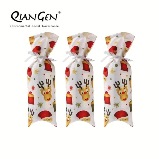 3pcs Christmas Wine Bottle Bags w/ Drawstring