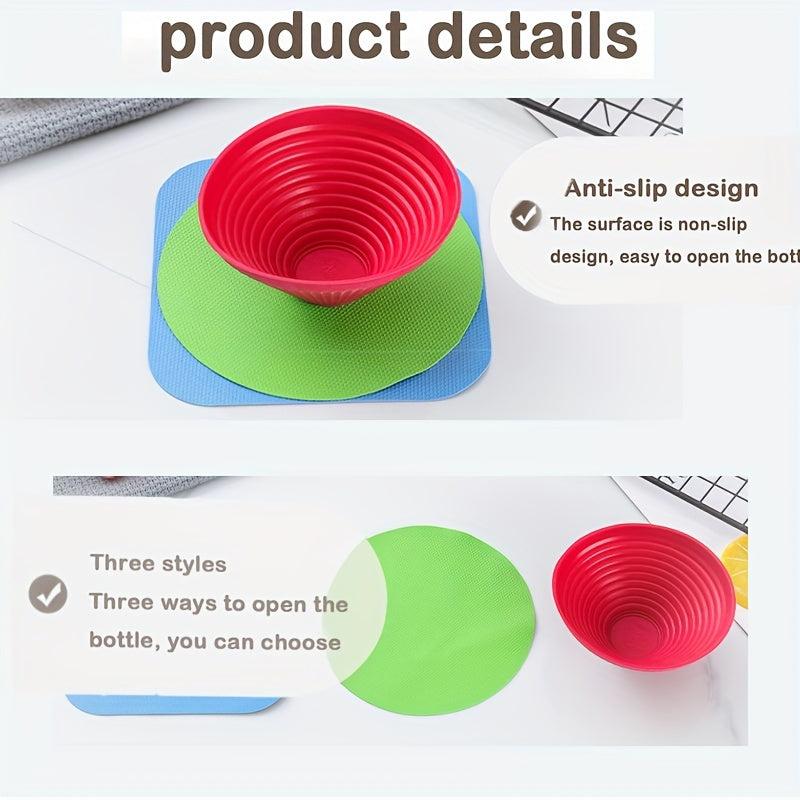 3pcs Anti-slip Rubber Twist Bottle Cap Reusable Can Opener Accessory